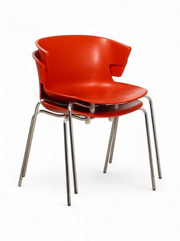 Quadrifoglio Cove kantinestoel, 4-poots, rood-chrome, Overige plaatsen, Ophalen of Verzenden, Gebruikt, Stoel