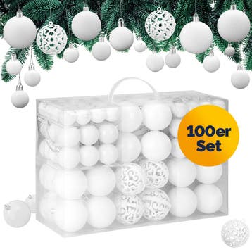 Kerstballen Wit 100-delig (Kerst artikelen, Interieur), Diversen, Kerst, Verzenden, Nieuw
