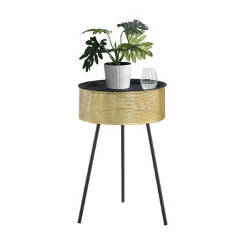 [en.casa] Salontafel Gällivare rond zwart en goud 65xØ40 cm, Huis en Inrichting, Tafels | Bijzettafels, Verzenden, Nieuw