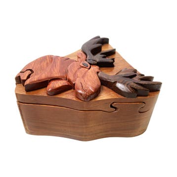 Sieradendoosje - Met hertenkop - Hout