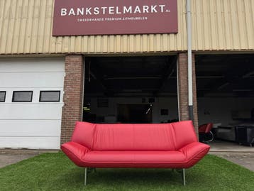 LEOLUX Tango bank relax design 3 zit bankstel rood leer, Design, Driepersoons, Rechte bank, Leer