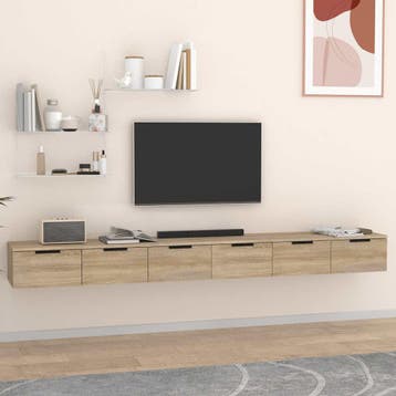 vidaXL Wandkasten 2 st 102x30x20 cm bewerkt hout sonoma, Verzenden, Nieuw