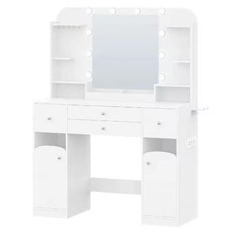 Kaptafel met LED-Verlichting, Stopcontacten en Haardrogerhou, Verzenden, Nieuw