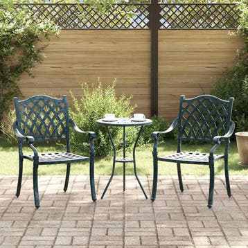vidaXL Tuinstoel 2 pcs Groen 56 x 55 x 92.5cm Aluminium, Verzenden, Nieuw, Aluminium