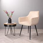 Eetkamerstoel met armleuning | Velvet | Ivoor | DS4U Ravi, Huis en Inrichting, Stoelen, Ophalen of Verzenden, Nieuw