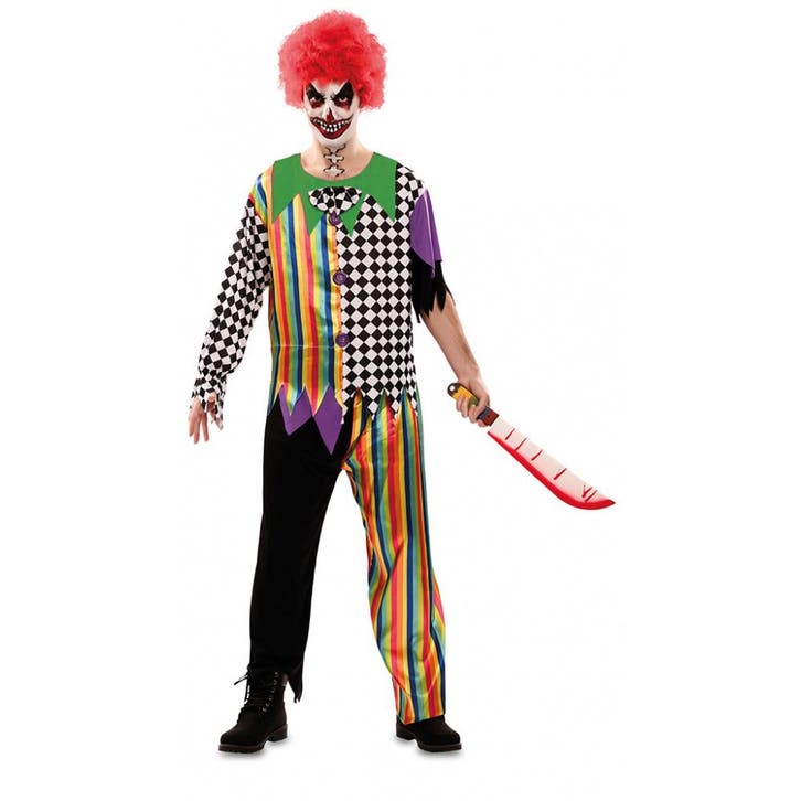 Killer Clown Kostuum Regenboog Man, Kleding | Dames, Carnavalskleding en Feestkleding, Nieuw, Ophalen of Verzenden