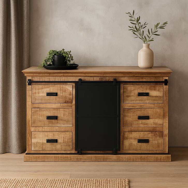 Dressoir Mangohout Milan 160 cm, Huis en Inrichting, Kasten | Dressoirs, Nieuw, Overige houtsoorten, Verzenden