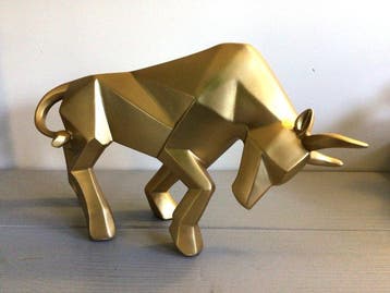 sculptuur, Imponerende Stier - 18 cm - Hars, Antiek en Kunst
