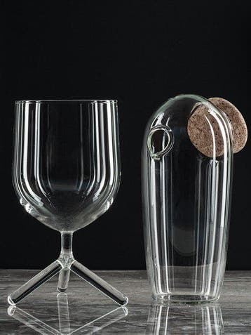 4x tripod glass & 4x small jug - Drinkset (8) - unieke