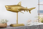 Maritiem beeld HAI 68cm goud handgemaakt metalen design haai, Ophalen of Verzenden, Nieuw