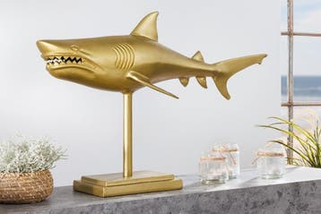 Maritiem beeld HAI 68cm goud handgemaakt metalen design haai, Ophalen of Verzenden, Nieuw