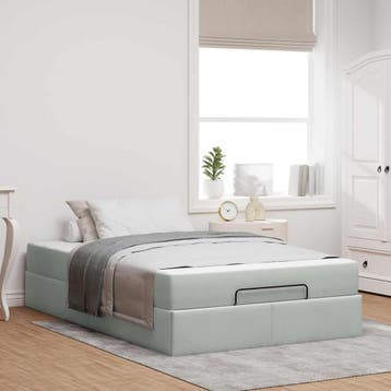 vidaXL Bedframe met matras 2 st Lichtgrijs Fluweel, Verzenden, Nieuw, Stof