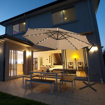 2dekans | Coast Vrijstaande parasol met LED-verlichting -, Ophalen of Verzenden, Zo goed als nieuw
