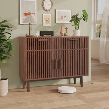 Mid-Century Houten Buffetkast met 2 Lades en 2 Deuren - Stij, Huis en Inrichting, Verzenden, Nieuw