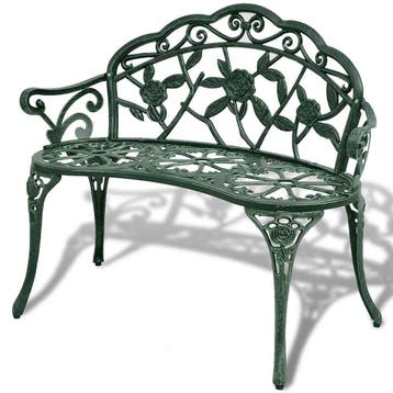 vidaXL Tuinbank 100 cm gietaluminium groen, Tuin en Terras, Tuinbanken, Verzenden, Nieuw, Metaal