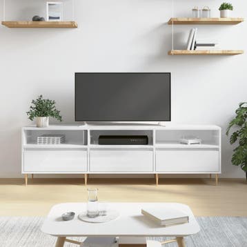 vidaXL Tv-meubel 150x30x44,5 cm bewerkt hout hoogglans wit, Minder dan 50 cm, Verzenden, Nieuw, Minder dan 100 cm