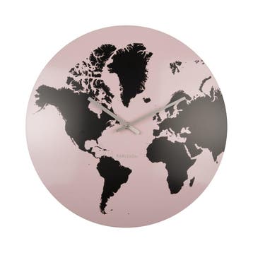 Karlsson Wandklok World Map roze | Retourdeal 29% korting, Huis en Inrichting, Woonaccessoires | Klokken, Verzenden, Nieuw