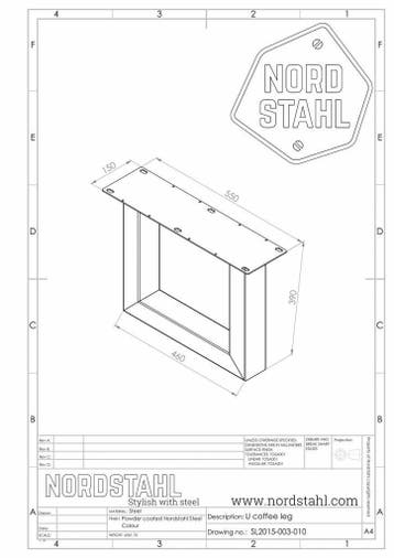Stalen onderstel salontafel - U coffee leg - Nordstahl, Verzenden, Nieuw