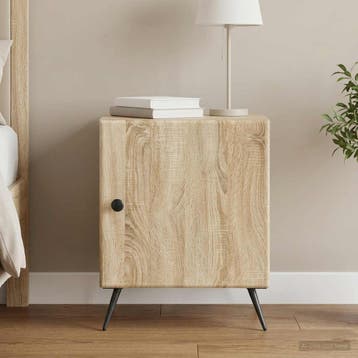 vidaXL Nachtkastje Sonoma Eiken 43 x 34,5 x 50 cm Bewerkt, Minder dan 45 cm, Verzenden, Nieuw, Minder dan 55 cm