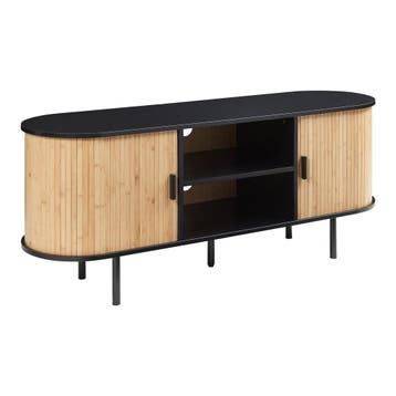 TV meubel Tvedestrand 140x40x55 cm zwart en naturel [en.casa, Verzenden, Nieuw