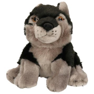 Zwarte wolf knuffel - pluche - 18 cm - speelgoed, Verzenden, Nieuw