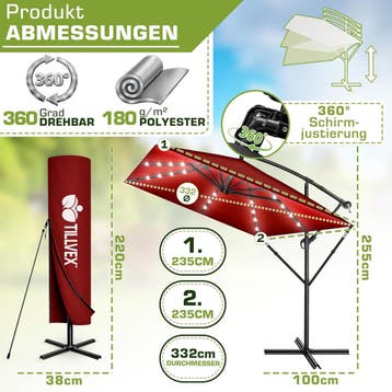 Zweefparasol - Tuinparasol - Parasol 330 cm - Met voet - Met, Verzenden, Zo goed als nieuw