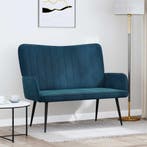 vidaXL Twee Persoons Sofa Blauw 115 x 61 x 87 cm Fluweel, Huis en Inrichting, Verzenden, Nieuw, Stof, Minder dan 150 cm