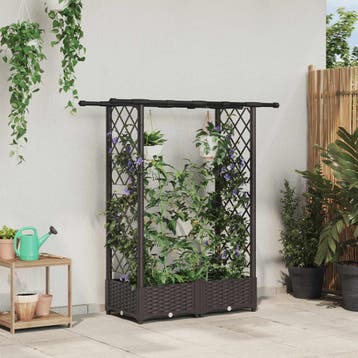 vidaXL Verhoogd Bed met Trellis en Dak Bruin 122,5 x 40 x, Verzenden, Nieuw, Minder dan 60 cm, 60 cm of meer