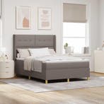 vidaXL Boxspringbed met LED-stripverlichting Taupe 160 x 200, Verzenden, Nieuw, Stof