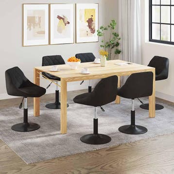 vidaXL Eetkamerstoelen 6 st draaibaar fluweel zwart, Verzenden, Nieuw, Zwart