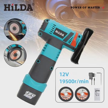 HILDA 12V Mini Haakse Slijper - Draadloos, Oplaadbaar voor S, Doe-het-zelf en Verbouw, Verzenden, Nieuw