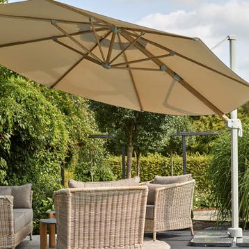 *WOONWINKEL* Brafab Luzzi Zwevende Parasol Beige En Houtprin, Verzenden, Nieuw