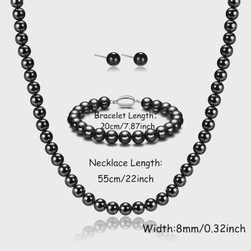 Elegante Zwarte Parel Sieradenset: Ketting, Armband & Oorbel, Verzenden, Nieuw