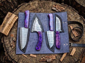 Damascus Handmade Chef Knife/Kitchen Knife Set with Cleaver