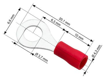 Ring kabelschoen 100 stuks - Rood 3.7-6.6 mm - Gat diameter, Ophalen of Verzenden, Nieuw