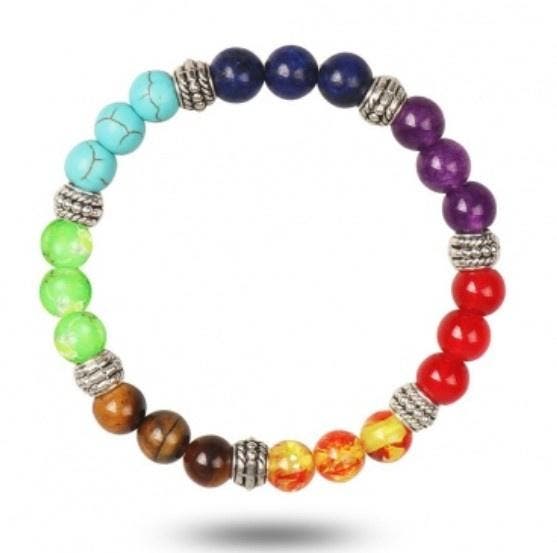 Chakra Yoga armband met elastiek 8mm kralen (Armbanden), Hobby en Vrije tijd, Kralen en Sieraden maken, Kraal, Nieuw, Ophalen of Verzenden