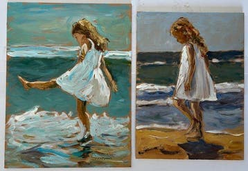 Demetrio Susín (XX) - Little Girls by the Sea Shore, Antiek en Kunst
