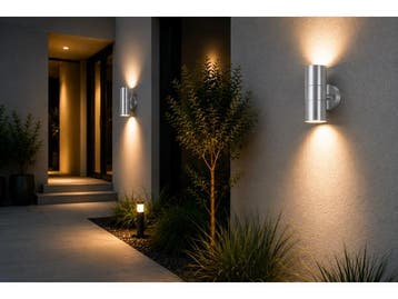 Veiling - 4 x Buitenwandlamp Up & Down – Mat Chroom – MA, Nieuw
