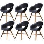 set van 6 Karlstad dining kuipstoel kunststof zwart, Ophalen of Verzenden, Nieuw, Kunststof
