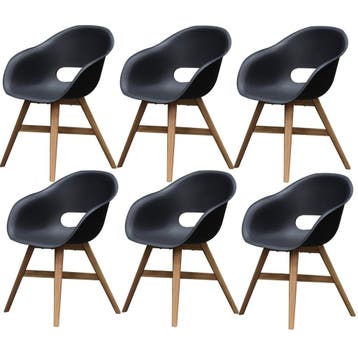 set van 6 Karlstad dining kuipstoel kunststof zwart, Ophalen of Verzenden, Nieuw, Kunststof