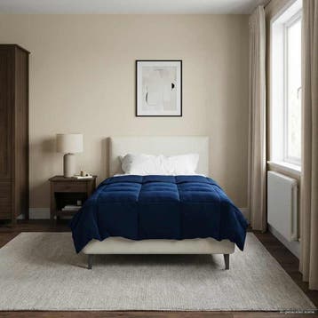 vidaXL Zomer Dekbed Gekwilt Donkerblauw 155 x 220 cm, Verzenden, Nieuw, Blauw