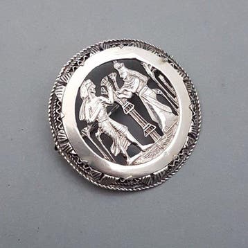Zilver, Egyptian Revival Art Deco - Broche