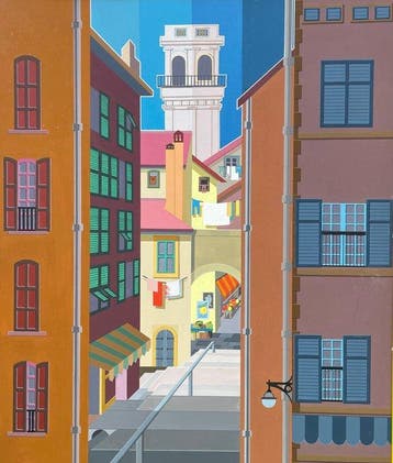 Maxime Dufour (1928-2016) - Paysage Ruelle ensoleillée du, Antiek en Kunst