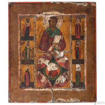 Icoon - Hout - Christus met heiligen
