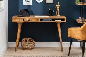 Massief bureau RETRO 120 cm mangohouten kantoortafel met, Ophalen of Verzenden, Nieuw in verpakking