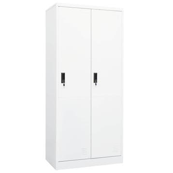 vidaXL Kledingkast 80x50x180 cm staal wit, Verzenden, Nieuw