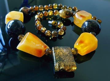 Amber Vintage Zeldzame Baltische Amber Ketting met Grote