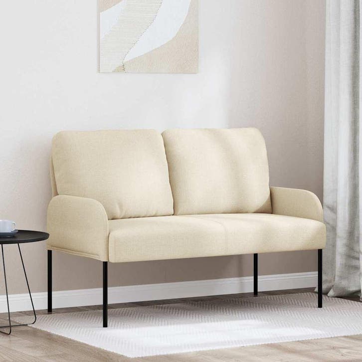 vidaXL Banken met kussen 110cm Crème Multiplex, Huis en Inrichting, Banken | Bankstellen, Nieuw, Minder dan 150 cm, Verzenden