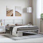 vidaXL Bedframe met hoofdbord metaal wit 135x190 cm, Huis en Inrichting, Slaapkamer | Bedden, Verzenden, Wit, 190 cm of minder