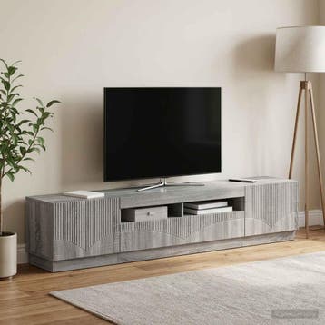 vidaXL LED tv-meubel HOORN 3 st Grijs Sonoma Bewerkt hout, Minder dan 50 cm, Verzenden, Nieuw, Minder dan 100 cm